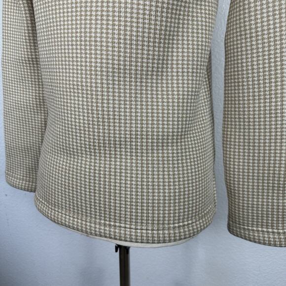 J. Crew Top Women XXS Houndstooth Beige Long Sleeve Funnelneck Pullover Preppy - Picture 10 of 14